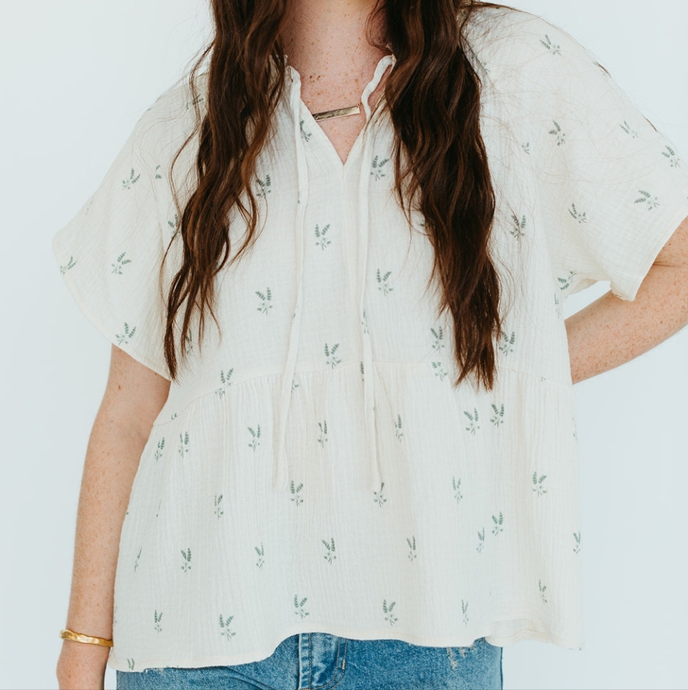 Grade and gather cotton gauze blouse